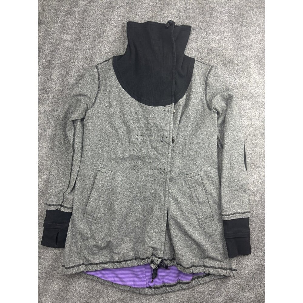 Lululemon Gratitude Jacket Womens‎ Medium Funnel Neck Asymmetrical Button Coat